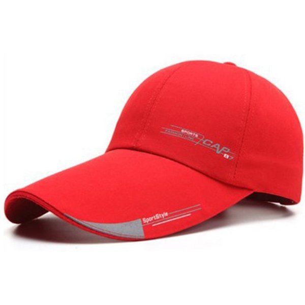 Gorra De BéIsbol Para Hombres Verano Exterior Pesca Sombreros Solares Moda Masculina Gorras Deportivas Hombres Visera Larga Ala Sombra Ajustable Gorra Snapback 56-60Cm Red-image