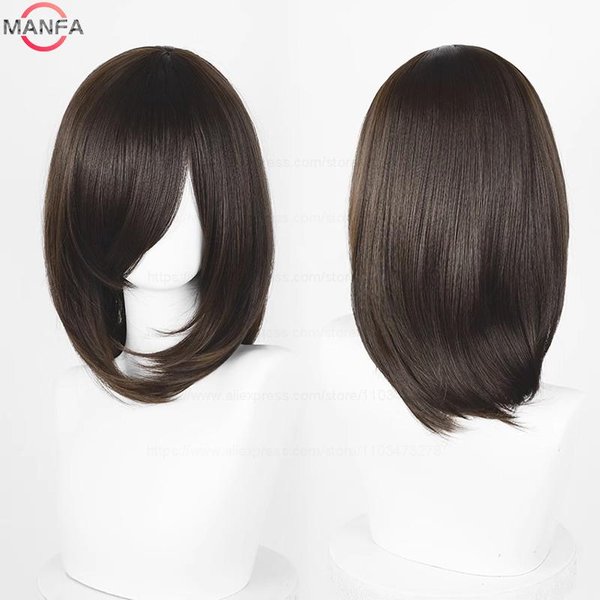 Peluca Cosplay Anime BáSica Mediana De 40 Cm Flequillo Rubio Negro Blanco Rojo Rosa Verde MarróN Dorado Azul Cabello SintéTico Resistente Al Calor Pelucas-image