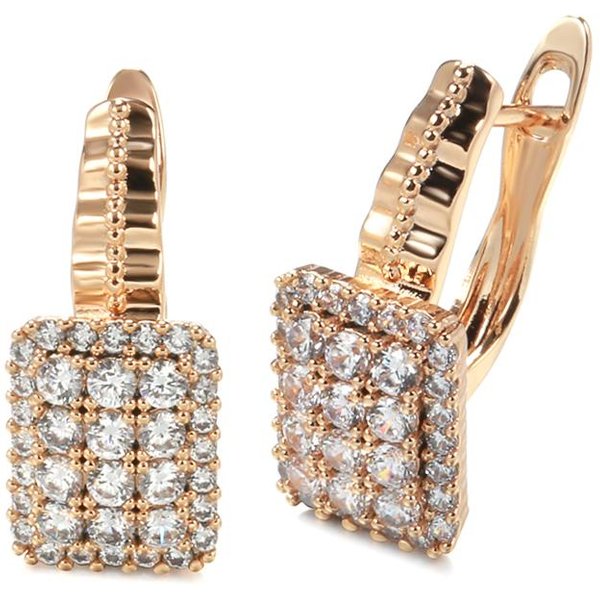 Pendientes Cuadrados CláSicos De Circonita Natural Completa Para Mujer Lujo Color Oro Rosa JoyeríA Fina Diaria Accesorios De Boda Beige-image