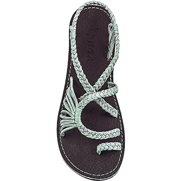 Sandalias Trenzadas De Tiras 2026 Sandalias De Cuerda CóModas Sandalias Bohemias Punta Abierta Zapatos De Verano Para Mujer Para Playa Piscina Viajes Acampada 40 Verde-image