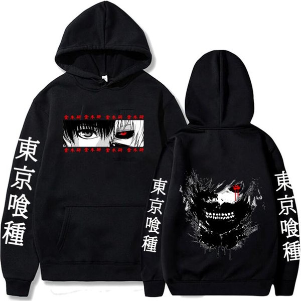 Anime Tokyo Ghoul Bluzy Ken Kaneki Bluzy Z Nadrukiem Graficznym MężCzyźNi Casual Hiphopowy Sweter Para Swetry LuźNa Bluza Z Kapturem M Black-image