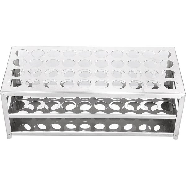 Gradilla Para Tubos De 40 Orificios Acero Inoxidable Doble Capa Soporte Para Tubos De Ensayo Placa Perforada 304 White-image