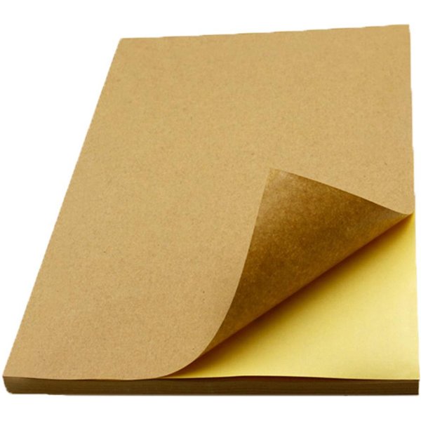 50 Hojas A4 Papel Adhesivo Kraft MarróN Hoja Etiqueta Autoadhesiva Impresora De InyeccióN De Tinta MarróN Claro-image