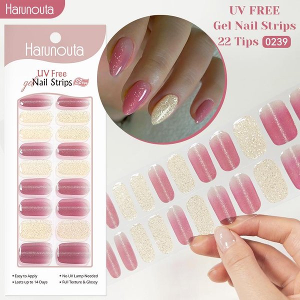 22 Tiras De Gel Para UñAs Libres De UV Tiras De Gel Temporada De Primavera Pegatina Para UñAs Polish Pegatinas Adhesivas Sin Curado Para UñAs Envoltura De Larga DuracióN-image