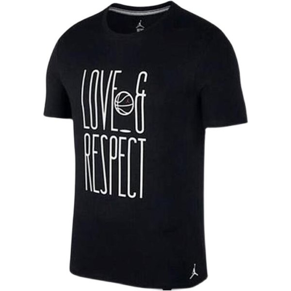 Camiseta Informal De Manga Corta Vintage Americana Con Estampado De Jordan Love & Respect Para Mujer Tops Negro AQ4892-010 M-image