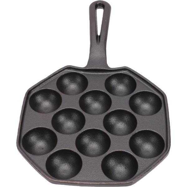 SartéN Para Takoyaki De Hierro Fundido Bandeja Para Hornear Pulpo 12 Agujeros Sin Recubrimiento Takoyaki SartéN Parrilla Antiadherente Para Uso DoméStico L-image