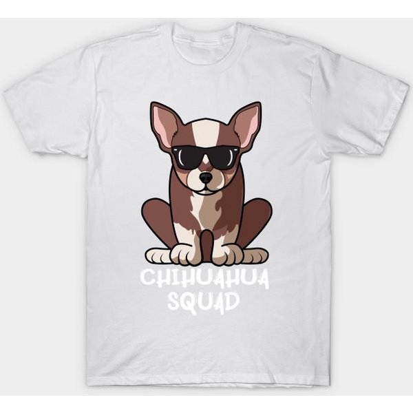Camiseta Mujer EscuadróN Chihuahua Con Gafas De Sol Divertida Genial Perro Camiseta Estampado Harajuku Kawaii Camiseta Verano Manga Corta Camiseta Top 4XL Blanco-image