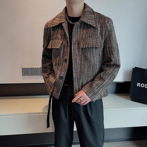 Abrigo De Hombre Ropa De OtoñO Para Hombre Nueva Marca De Moda Chaqueta Holgada De Alta Gama Solapa Para Hombre M Gray-image