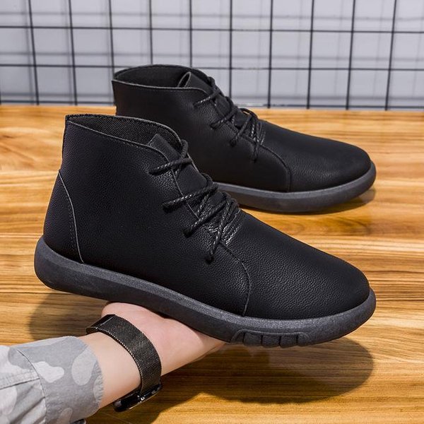 Zapatos Casuales Para Hombre, Botas De Suela Gruesa Para Hombre, Zapatos De Cuero De CañA Alta, Zapatos De Moda Para Hombre, Suela Redonda, CañA Baja, Nuevos Zapatos Para Hombre 44-image