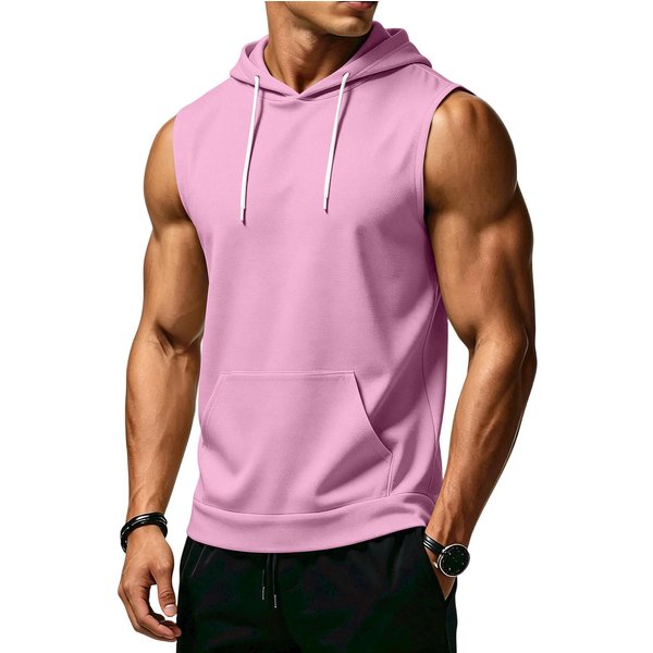 Camiseta Sin Mangas Con Capucha Y Bolsillo Con CordóN Para Hombre, Ajuste AtléTico, Chaleco Casual Para Entrenamiento, Running, Gimnasio Xxxl-image