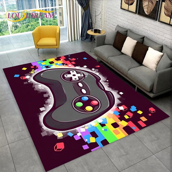 3D Gra Animowana Dla Graczy Gamepad Dywanik DużY, Dywanik Do Salonu Dzieci Sypialnia Sofa Wycieraczka WystróJ, Dziecko AntypośLizgowa Mata PodłOgowa 100*120Cm-image