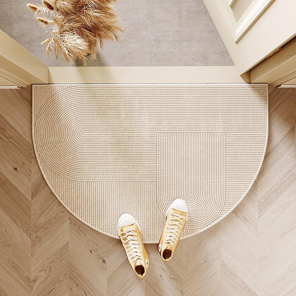 Nowoczesna Prosta Mata Pod Drzwi WejśCiowe PółOkrąGłA AntypośLizgowa Odporna Na Zabrudzenia Mata Pod Stopy Do Przedpokoju Dywan Kuchenny Dekoracja Domu 50X80Cm 20X31Inch-image