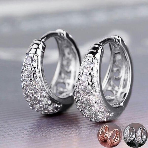 Pendientes De Aro Huitan Para Mujer Con Circonita CúBica, Delicados Pendientes Circulares, Elegantes Accesorios Para Dama, JoyeríA De Moda Para Bodas. White-image