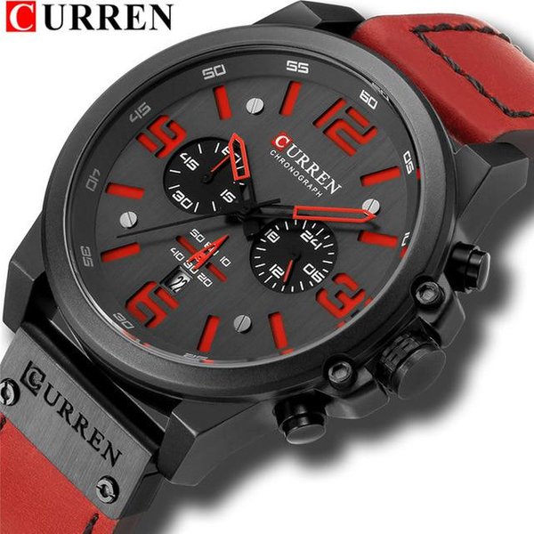 Curren Relojes Para Hombre Marca De Lujo Reloj De Pulsera Deportivo Resistente Al Agua CronóGrafo Reloj Militar De Cuarzo-image