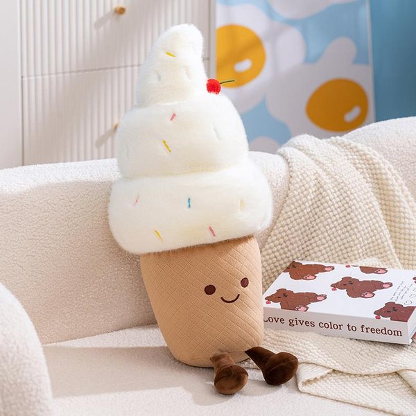 Juguete De Peluche De Helado De Dibujos Animados Relleno Comida Merienda CojíN Almohada Cono De Postre MuñEca Kawaii DecoracióN De HabitacióN Regalo De Navidad CumpleañOs-image