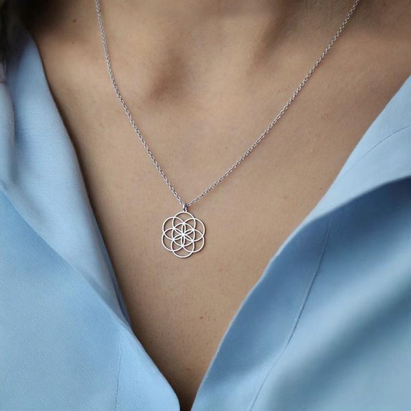 Pieczęć ArchaniołA Metatrona Naszyjnik Wisiorek Stal Nierdzewna ŚWięTa Geometria Heksagram Amulet BiżUteria Beige-image