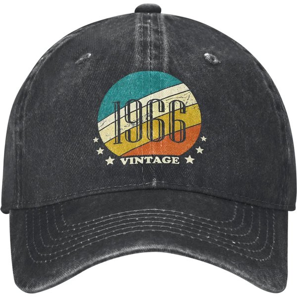 Limitowana Edycja 60 1966 60. Urodziny Czapka Z Daszkiem BawełNiana Czapka Snapback Vintage Zniszczona Unisex Regulowana Czapka Outdoor One Size-image