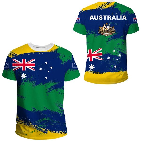 Koszulki Australia Flaga Australii Emblemat 3D Drukowane Streetwear MężCzyźNi Kobiety Oversize KróTki RęKaw T-Shirt Dzieci Koszulki Topy Odzież S Blue-image