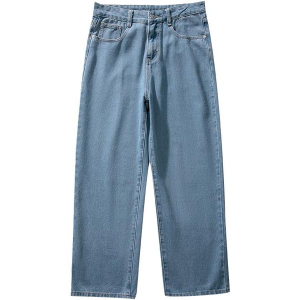Nuevos Jeans Negros Retro De Verano Para Hombre Pantalones Rectos Sueltos XL Gray-image