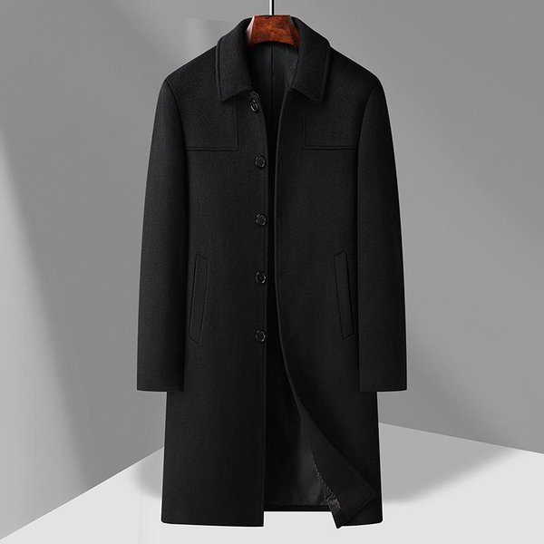 Abrigo Nuevo De OtoñO E Invierno Abrigo Largo Con Solapa Para Hombre Chaqueta 4XL Black-image