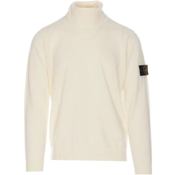 SuéTer De Punto De Cuello Alto Con Parche De PatróN Stone Island SuéTer Unisex Blanco 7915525C4-V0099 XL Beige-image