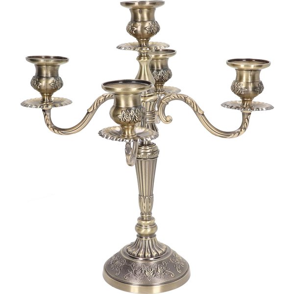 Candelabro De Metal De AleacióN De Zinc, Delicado Candelabro Decorativo Retro Para Mesa De Comedor Y Chimenea.-image