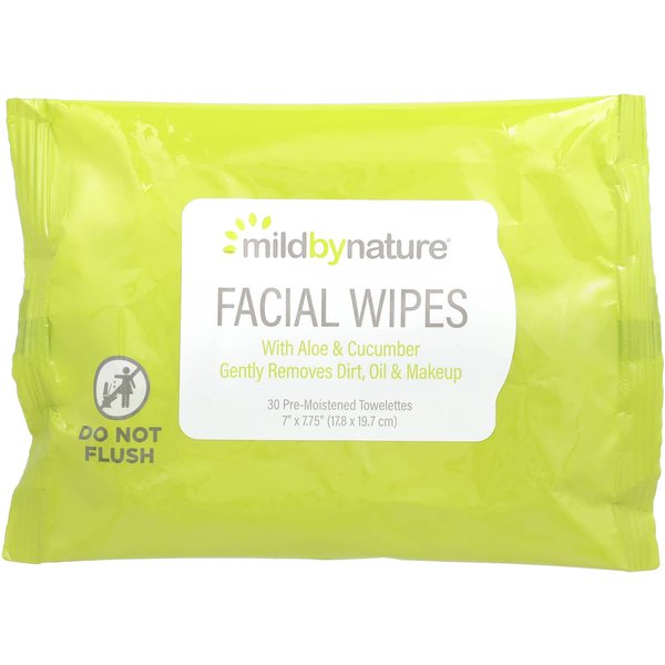Toallitas Faciales De Aloe Y Pepino Mild By Nature, Naturalmente Degradables, 30 Toallitas HúMedas Yellow-image
