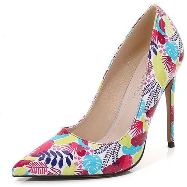 Zapatos De TacóN Alto Con Estampado De Color Para Discoteca, Zapatos De Mujer Con TacóN De Aguja Y Punta Puntiaguda, Zapatos De Piel SintéTica, Zapatos De DiseñAdor Para Banquetes Y Fiestas 33 Beige-image