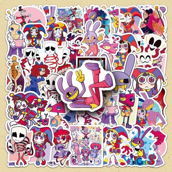 Kawaii 50 Szt. Naklejki The Amazing Digital Circus Dekoracje Na PrzyjęCie Urodzinowe Naklejki Na Bagaż Deskorolkę MateriałY Do Scrapbookingu-image