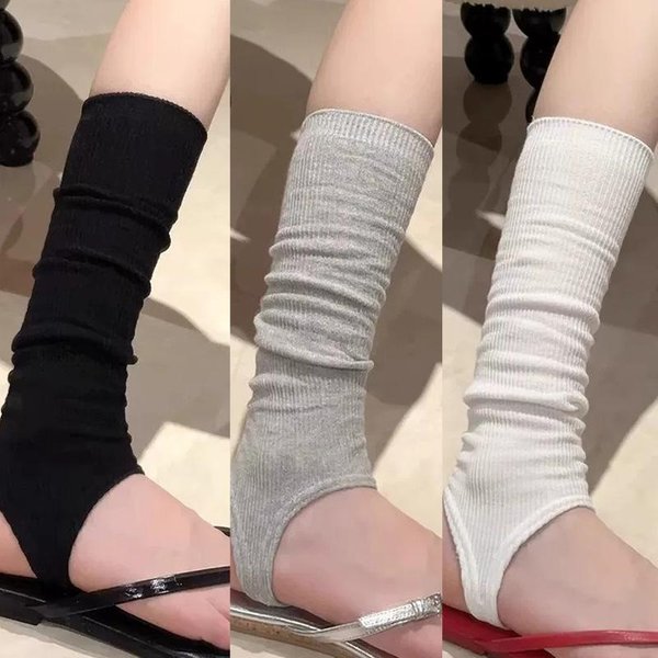 3 Pares Nuevos Calcetines De Verano Estilo Ballet Simple Harajuku Color SóLido De Media Pantorrilla Calcetines De Pantorrilla ProteccióN Solar Pisando Los Pies Medias JK One Size-image