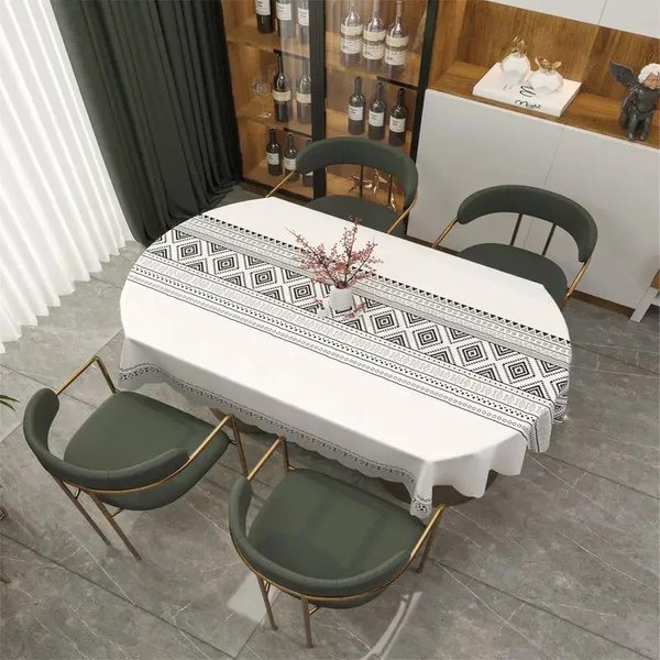Mantel Ovalado Para Mesa De Comedor, Resistente Al Agua, Al Aceite, Lavable, Resistente A Quemaduras, De Pvc, Nuevo Mantel Plegable Para El Hogar 138X200Cm-image