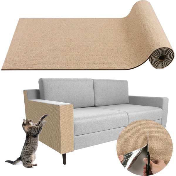 Ochraniacz Na Sofę Przed Drapaniem Przez Kota Maty Do Drapania Dla Kota Samoprzylepne Naklejki śCienne Na Sofę Dla KotóW Do Ostrzenia PazuróW Zabawki Dla KociąT 30X60Cm Khaki-image