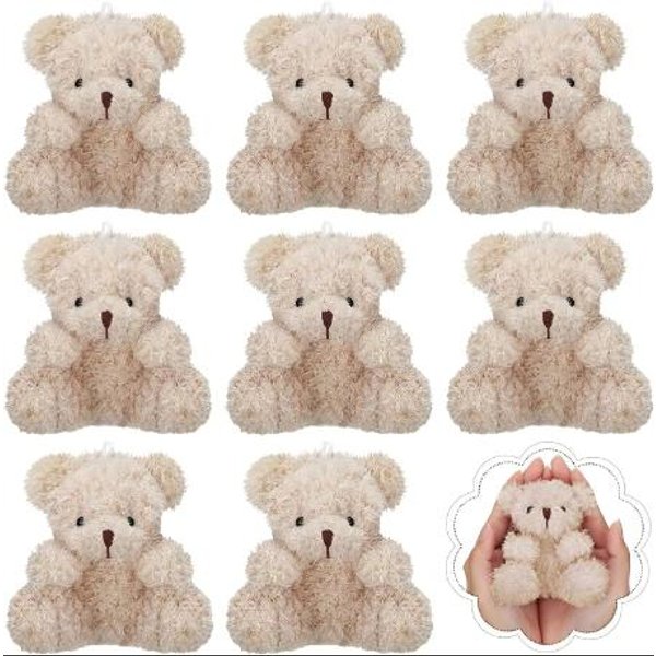 Ositos De Peluche Mini 12-4S Oso PequeñO De 4 Pulgadas Peluche Juguetes Oso Diminuto Peludo Oso Suave MuñEco De Peluche Para Recuerdos De Fiesta De CumpleañOs 48 PCS Albaricoque-image