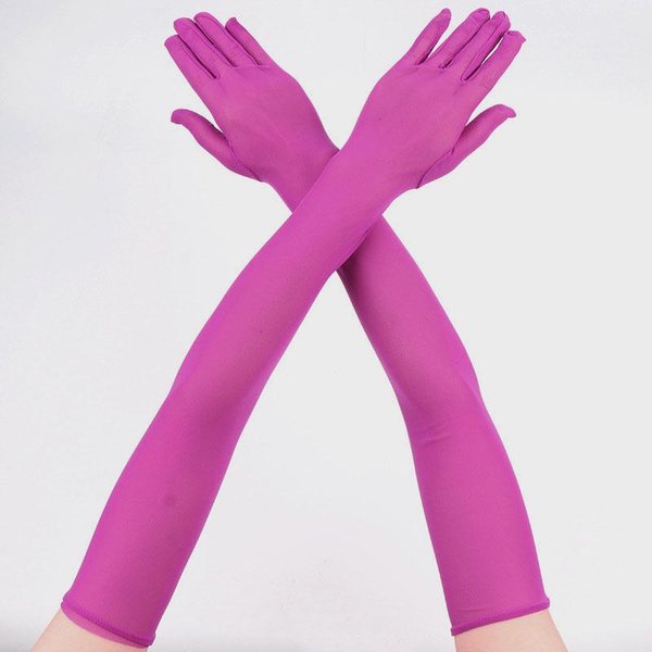 Guantes Largos Sexy De Encaje Malla Transparente Fino Para Mujer 55Cm Multicolor Alta Elasticidad Etiqueta ÓPera Cosplay Fiesta ActuacióN 55Cm White-image