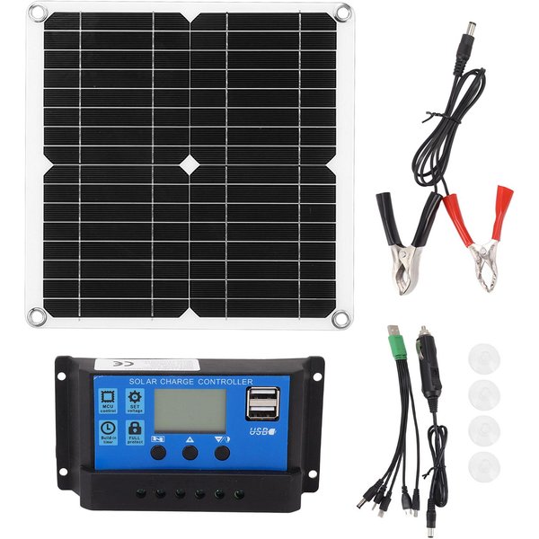 Kit De Panel Solar De 12W 12V Semiflexible Monocristalino IP65 Impermeable Cargador Solar PortáTil Con Black-image