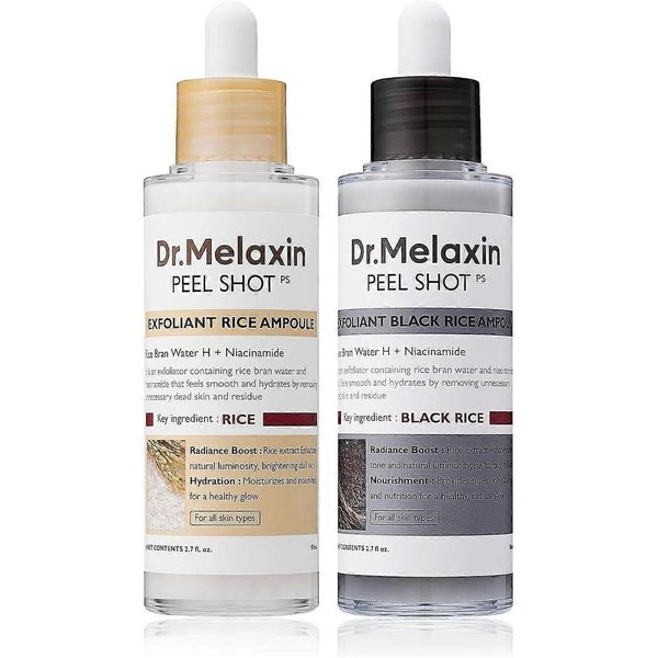 2 SZT Dr.Melaxin Peel Shot Glow Peelingowy Ekstrakt Z RyŻU AmpuŁKa (BiaŁY RyŻ/Czarny RyŻ) 80 Ml 2PCS-image