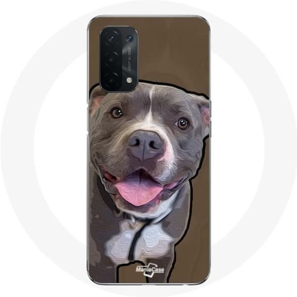 Funda Para Oppo A74 5G - Maniacase - Perro Pitbull - Flexible - Blanco - Gris Blanco-image