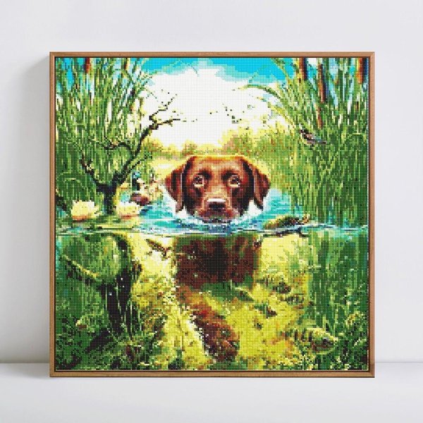 Pintura De Diamantes 5D DIY Redonda Completa Animal Perro Bordado Venta Imagen Mosaico De Diamantes 30X30-image