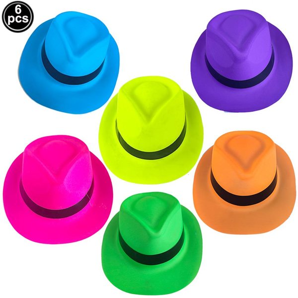 6 12 24 30 Sztuk Neonowe Akcesoria Imprezowe Neonowe Eleganckie Kapelusze ŚWiecąCe W ŚWietle UV Imprezowe Fluorescencyjne Kapelusze Imprezowe Dekoracje UV Dla DorosłYch-image