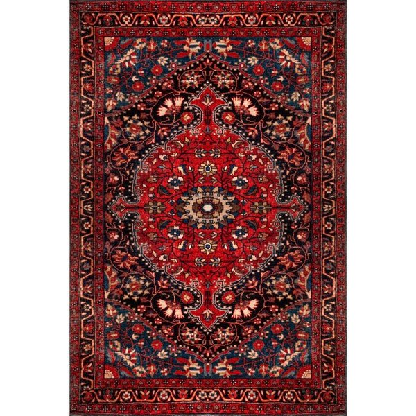 Czerwony Niebieski Vintage Perski Dywan MożNa Prać W Pralce Boho Dywan Do Salonu Tradycyjny MarokańSki Orientalny Dywanik 120X160Cm-47X63In-image