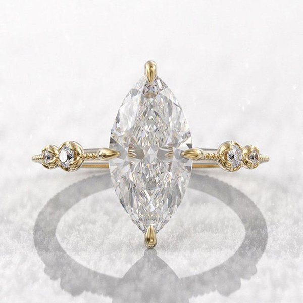 Anillos Huitan AAA De Cristal Marquise Y Circonita CúBica Para Mujer, Anillo Fino De Moda, Accesorios De Compromiso Y Boda, JoyeríA De DeclaracióN 10 White-image