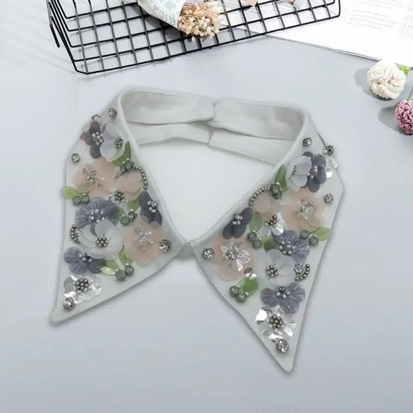 Cuello Falso De Perlas Cuello Desmontable Escote Camisa Negra Cuello Falso Corbata Solapa Blanca Moda Accesorios Ropa Mujer Gray-image