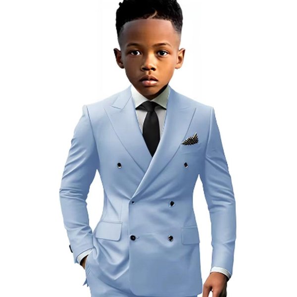 Traje De 2 Piezas Para NiñO, Blazer, PantalóN, Chaqueta Cruzada Con Solapa De Muesca, Esmoquin Informal Ajustado Para Boda 130 Gray-image