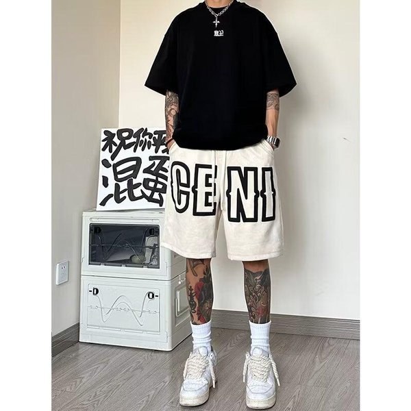 Spodenki MęSkie Letnie Nowe Codzienne Wszechstronne LuźNe Modne Markowe Spodnie Dresowe Do Biegania PlażOwe Spodnie PięCiopunktowe 5XL Khaki-image