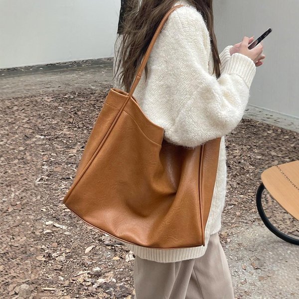 Bolso Moda Nicho Hombro Tote Commuter VersióN De Hombro ÚNico Bolso Para Mujer Lazy Han Bag MarróN-image
