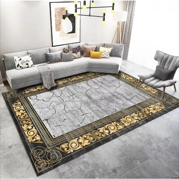 Nowoczesny Luksusowy ZłOty Dywan Do Salonu Abstrakcyjna Dekoracja DużE Dywany Stolik Kawowy Dywanik Boczny Dekoracja Pokoju Mata Tapis Salon 60*90Cm-image