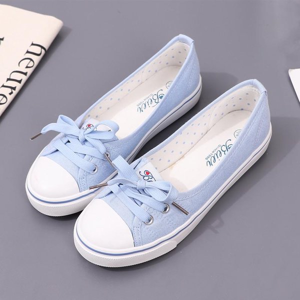 Damskie Buty PłAskie Casualowe OddychająCe Damskie PłAskie Wsuwane Modne PłóCienne Buty PłAskie 38 Jasny Kolor Niebieski-image