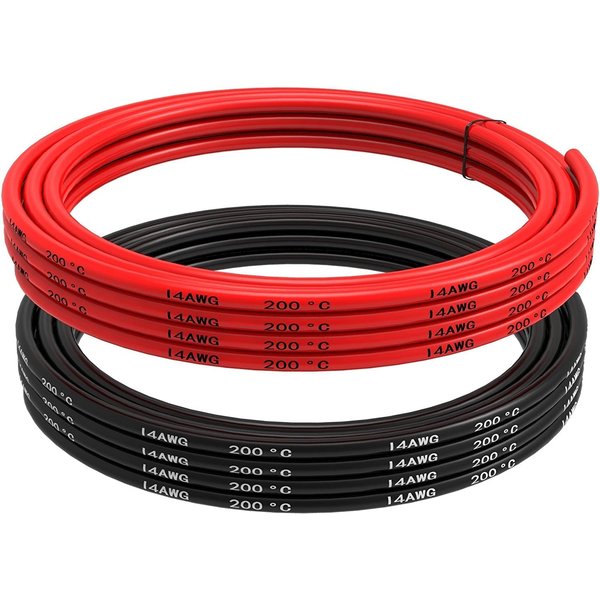 Cable De Silicona Calibre 14 AWG – 2,5 M Rojo + 2,5 M Negro | Flexible, Resistente A Altas Temperaturas | Ideal Para Proyectos ElectróNicos, Conectores Ankeway-image