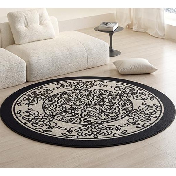 Dywaniki W Stylu Light Luxury Do Salonu Prosta Dekoracja Sypialni OkrąGłY Dywan Gruba Pluszowa Mata PodłOgowa Przy łóżKu Puszysty MięKki Dywanik Do Gabinetu 80X80Cm-image
