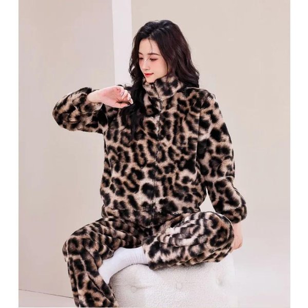 Pijama De OtoñO E Invierno, Conjunto De Ropa Para El Hogar Para Mujer, Conjunto De Dos Piezas De Pijama Moderno Personalizado Para Mujer, Conjunto De Pijama De Felpa Para El Hogar M Gray-image
